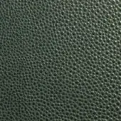 Dark olive-green printed leather texture with a dense, repeating circular pattern and matte finish, suitable for upholstery applications.